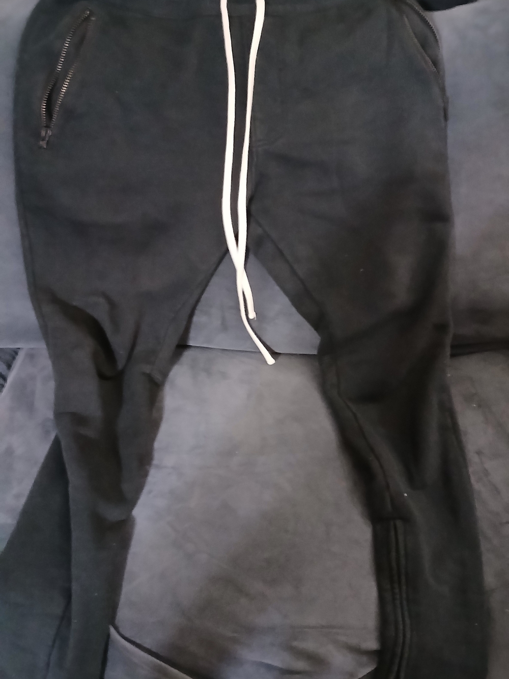 Essentials Black Jogger Pants with White Tag Detail